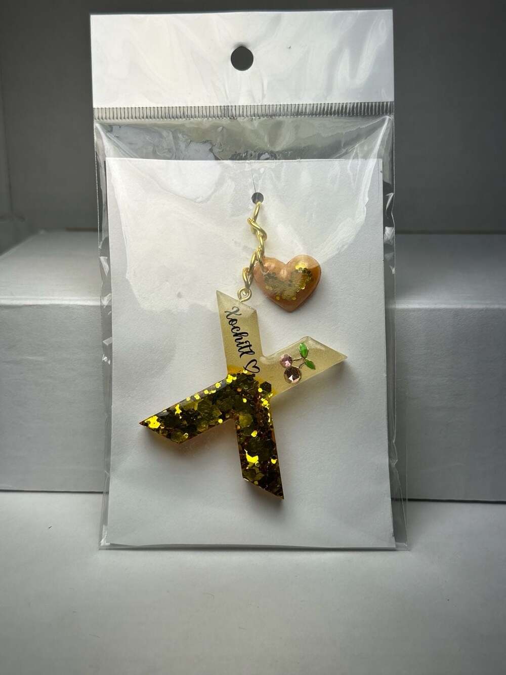Handmade Alphabet Letter Key Chain  “X”-“Xóchitl”
